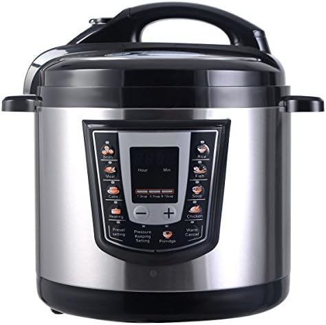 Gracelvoe 9-in-1 Multi-Functional Programmable Electric Pressure Cooker, 6 Quart / 1000W，rushed Stainless Steel