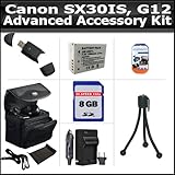 8GB Accessory Kit For The Canon SX30IS SX30 IS Canon G12 Digital Camera.