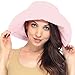 Simplicity Summer Solid Cotton Bucket Hat with Big Fold-Up Brim, Pink