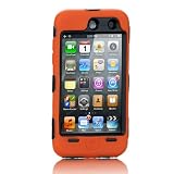NTK Premium For iTouch iPod Touch 4 4G Silicone Case with Hard Shell Inside Case With Built In Touch Screen Protector Film 2 Layer Case (Orange)
