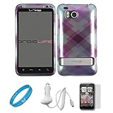 Purple Plaid Design 2 Piece Protective Snap-On Case for HTC Thunderbolt 4G  ....
