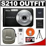 cheap Nikon Coolpix S210 8-Megapixel Digital Camera (Graphite Black) with 3x Optical Zoom + EN-EL10 Battery + Nikon Camera Case + Cameta Bonus Accessory Kit