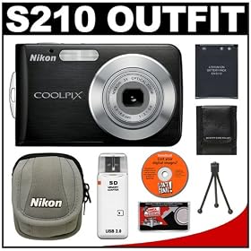 Nikon Coolpix S210 8-Megapixel Digital Camera (Graphite Black) with 3x Optical Zoom +... by Nikon