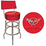 Corvette C5 Padded Bar Stool with Back - Red