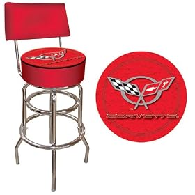 Click here to buy Corvette C5 Padded Bar Stool with Back - Red by Trademark.
