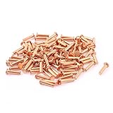 uxcell 100 個銅ソリッドリベット　2.5mmシャンク径　10mm長　フラットヘッドボルト　金属ファスナー