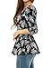 Allegra K Woman Feather Pattern Tunic Peplum Top Black XL
