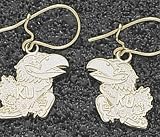 Kansas Jayhawks Jayhawk 1/2 inch Dangle 14K Gold Earrings
