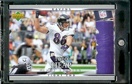 2007 Upper Deck First Edition #9 Todd Heap Baltimore Ravens Football Card - Mint Condition - In Protective Display Case !