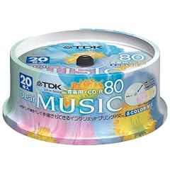 TDK 音楽用CD-R 80分 インクジェットプリンタ対応(5色カラーミックス・ワイド印刷仕様) 20枚スピンドル CD-RDE80CPMX20PS