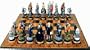 Civil War Chess Set with Hand Painted Chessmen and Leather Game Board