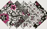 25 5" Marie Osmond Fuchsia Black & White Quilting Fabric Squares