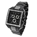 Geneva Platinum Mens Square Bezel Link Watch - 7.5"