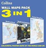 Collins Three Wall Maps: Colourful poster maps of the World and UK