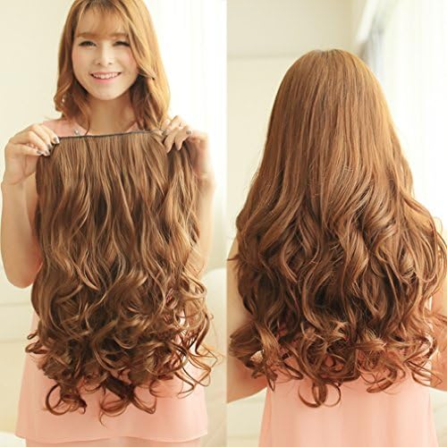 MYSELF Women Ladies 20" Long Curly Wavy 5 Clips in on Hair Extensions