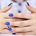 False Nails by Bling Art Blue Matte French Manicure Fake Medium Tips with Glue