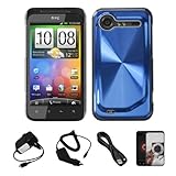 Blue Metallic Cosmo Wave Design Protective Snap-On Case Cover for HTC Droid ....