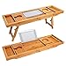 TILEMALL Bathtub Caddy & Laptop Bed Desk - 2 in 1, Bath Tray Built-in Stand for Books or Tablets, Bathtub Holder and Organizer with Smartphone and Wine Glass Holder, Tablet Holder