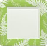 Caspari Set of Two Fern Green Square Paper Dinner Plate packages, 8 plates per package