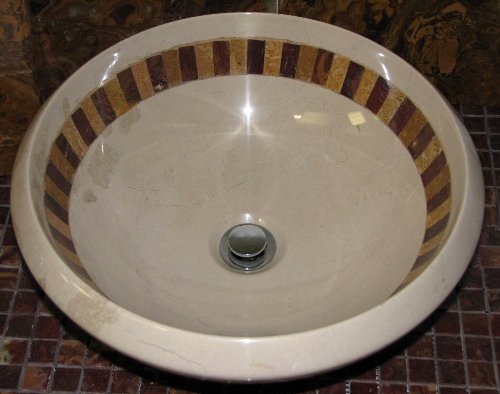 Italian Verona Marble Bathroom Vessel Installation.