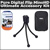 Ultimate Accessory Kit For Pure Digital Flip MinoHD Camcorder 3rd Generation M3160S, M31120B NEWEST MODEL Includes Slim Protective hard Case + Mini Tripod + Clear LCD Screen Protectors