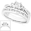 4/5ctw Princess & Round Brilliant Diamond Wedding Ring Set in 14k White Gold (HI/I1)
