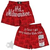 Old Milwaukee Red Cotton Boxer Shorts for Men