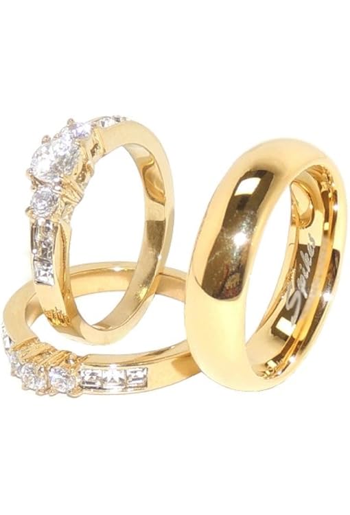 Two tone gold cz engagement rings