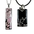 Dragon and Phoenix You and Me Pendant Necklace Set in Rose Quartz, Midnight Blue Goldstone and Platinum Overlay CAREFREE Sterling Silver