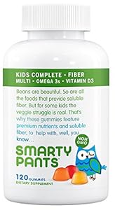 SmartyPants Kids Complete and Fiber Gummy Vitamins: Multivitamin, Inulin Prebiotic Fiber & Omega 3 DHA/EPA Fish Oil, Folate (Methylfolate), Vitamin D3, 120 count (30 Day Supply)