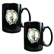 Boston Celtics 2pc Black Ceramic Mug Set - Primary Logo NBA Basketball