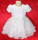 A017 baby girls christening dress in white with bonnet - size 6 month