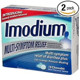 Imodium Multi-Symptom Relief of Diarrhea, Mint, 18-Count Chewable Tablets (Pack of 2) by Imodium
