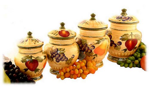 4PC ITALIAN CANISTER SET TUSCANY FRUIT DECOR