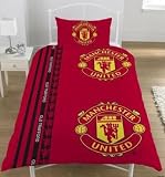 Manchester United FC Stripe Single Duvet Set OFFICIAL
