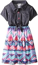 General Print Chiffon/Polyester/Knit Elasticized   Waistline   Dress With Rhinestones