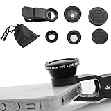 DMG Universal 3 in 1 Cell Phone Camera Lens Kit - Fish Eye Lens / 2 in 1 Macro Lens & Wide Angle Lens / Universal Clip (Black) RS.299 (70.00% Off) - Amazon