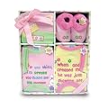 Baby Essentials 4 Piece Girl Layette Set in Pink/Cream