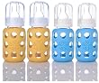 Lifefactory Glass Baby Bottles 4 Pack (4 oz. in Sky Blue / Yellow)