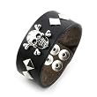 Ladys Black Leather Skull Bracelet Ladys Black Leather Skull Bracelet
