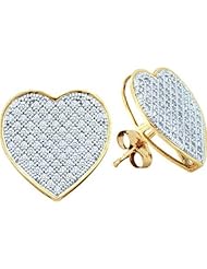 10KT Yellow Gold 0.25 CTW Diamond HEART Earrings