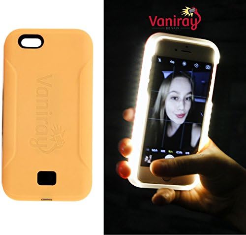 Vaniray Selfie Light iPhone Case. Illuminated case makes low light photos easy. Cantaloupe Orange iPhone 6(s)