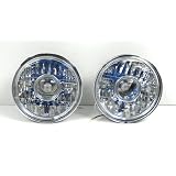 69-79 MG Midget 7 ROUND DIAMOND CUT SEALED BEAM PROJECTOR HEADLIGHTS CONVERSION KIT by Generic Product