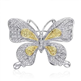 Citrine CZ and Sterling Silver Swallowtail Butterfly Brooch by TrendToGo
