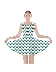 Stretchy Chevron Print Spring Polyester/Spandex Skater Dress 