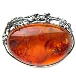 Baltic Green Amber Sterling Silver New Age Abstract Pin