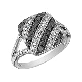 White and Black Diamond Cocktail Ring 1/2 Carat (ctw) in 14K White Gold