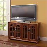 Leslie Dame Inlaid Mission Style Flat Panel Tv Cabinet Walnut TVGD-48W