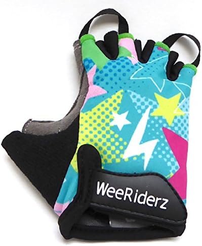 ZippyRooz Toddler & Little Kids Bike Gloves for Balance and Pedal Bicycles (Formerly WeeRiderz) For Ages 1-6 Years Old. 4 Designs for Boys & Girls (Stars, Little Kids Small (1-2))