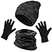 KRATARC Winter Warm Scarf Beanie Hat Glove Neck Gaiter Set Outdoor (Black)